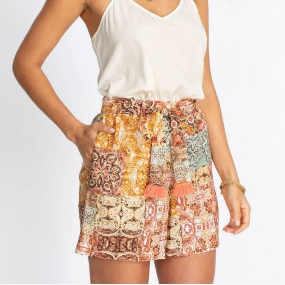 Johnny Was Jade Astoria Linen Easy Shorts Boho Chic Size Large